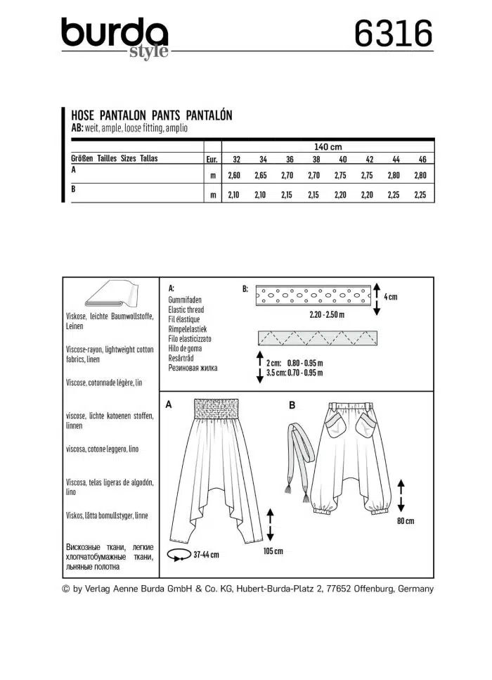 Burda Patroon 6316 - Broek in variaties