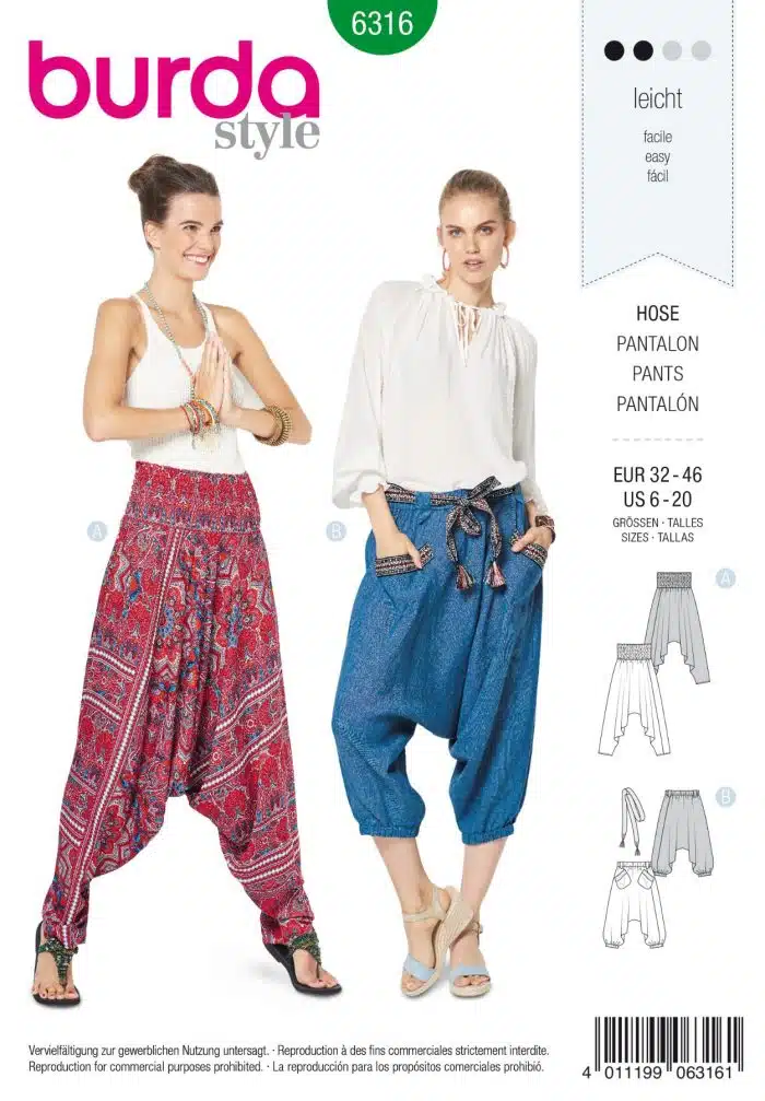 Burda Patroon 6316 - Broek in variaties