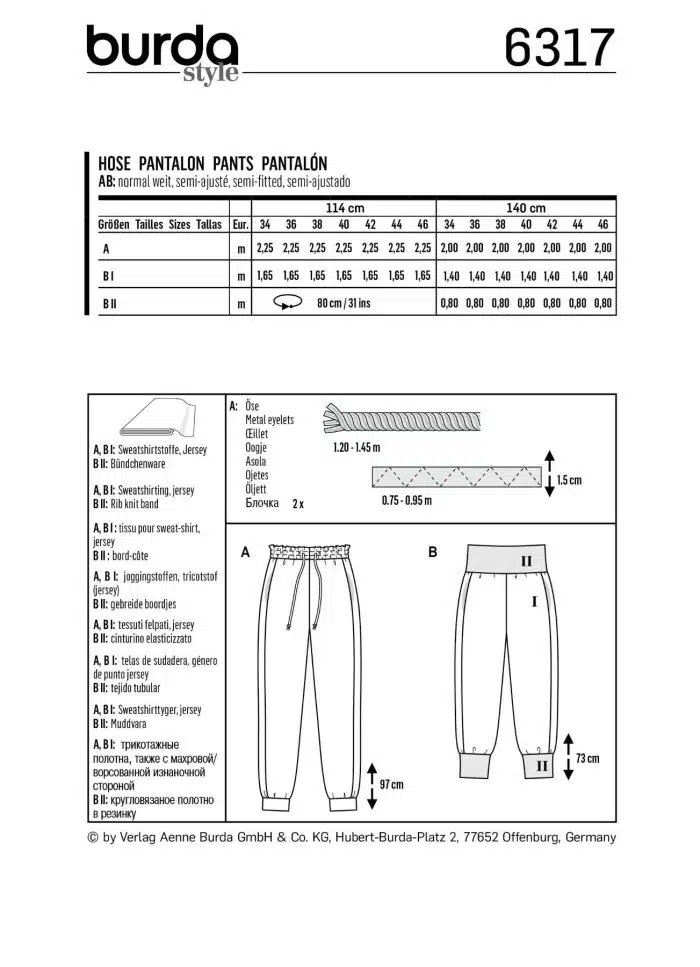 Burda Patroon 6317 - Broek in variaties