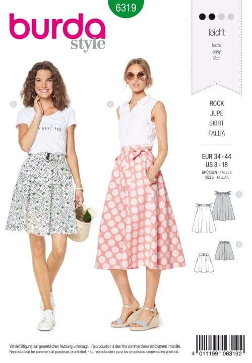 Burda Patroon 6319 - Rok in variaties