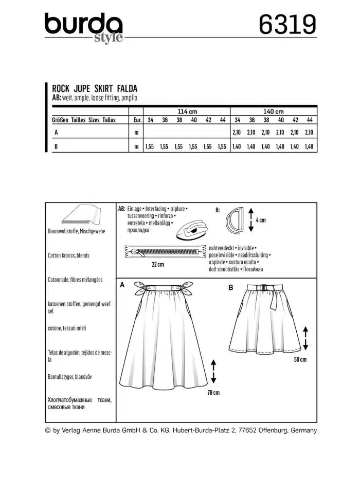 Burda Patroon 6319 - Rok in variaties