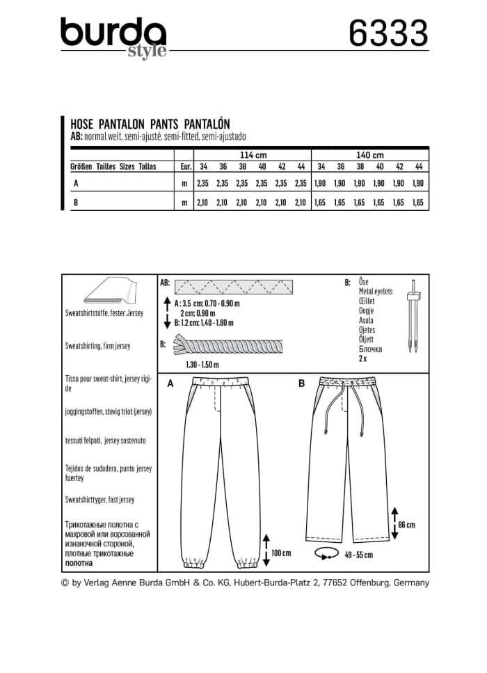 Burda Patroon 6333 - Broek in variaties