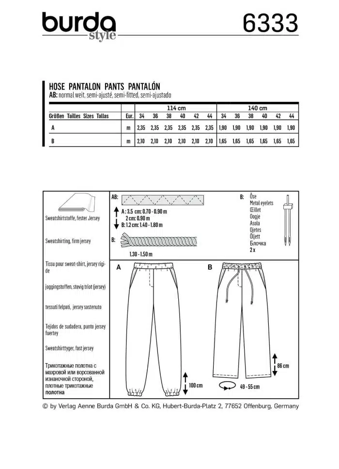Burda Patroon 6333 - Broek in variaties