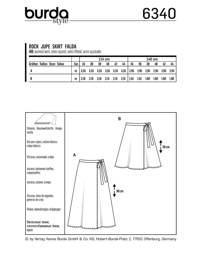 Burda Patroon 6340 - Rok in variaties