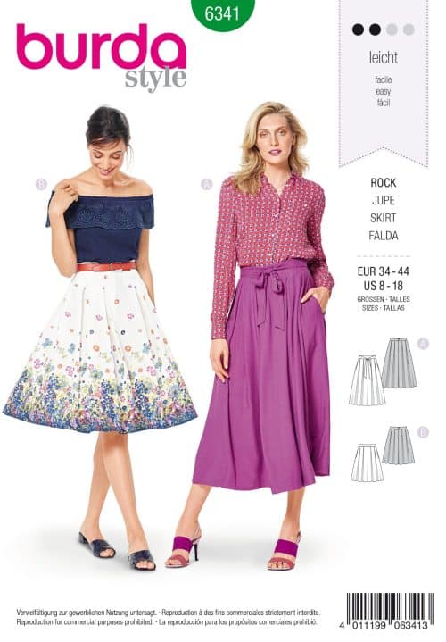 Burda Patroon 6341 - Rok in variaties