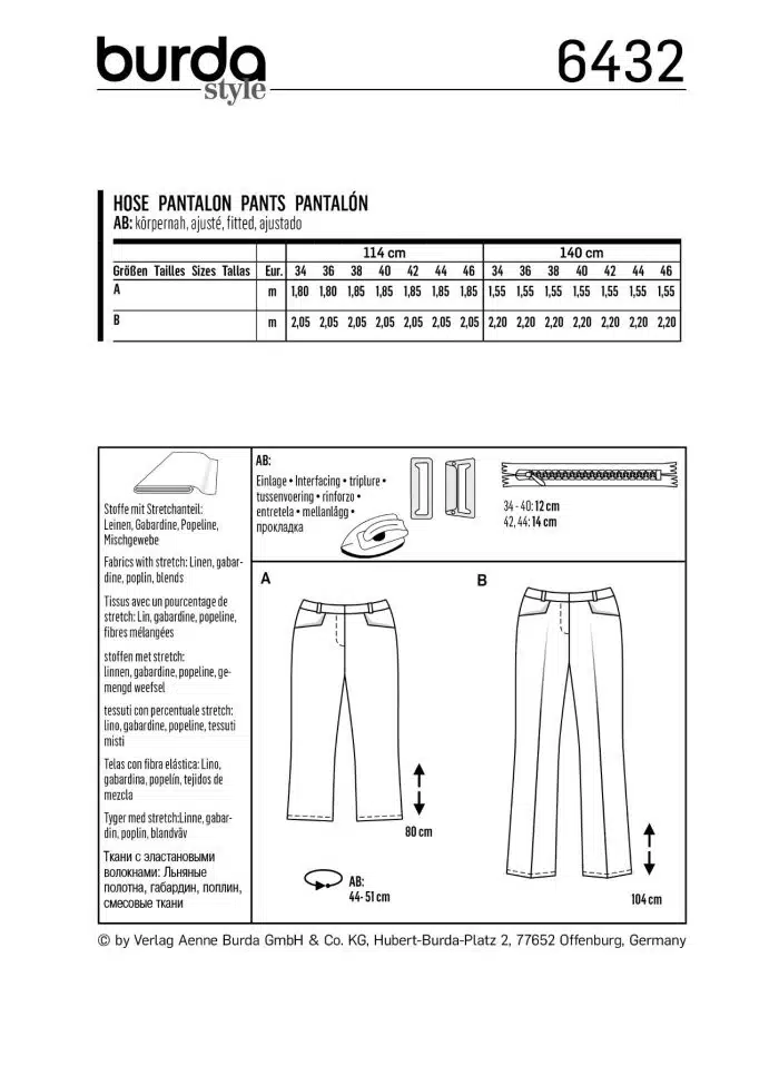 Burda Patroon 6432 - Broek in variaties