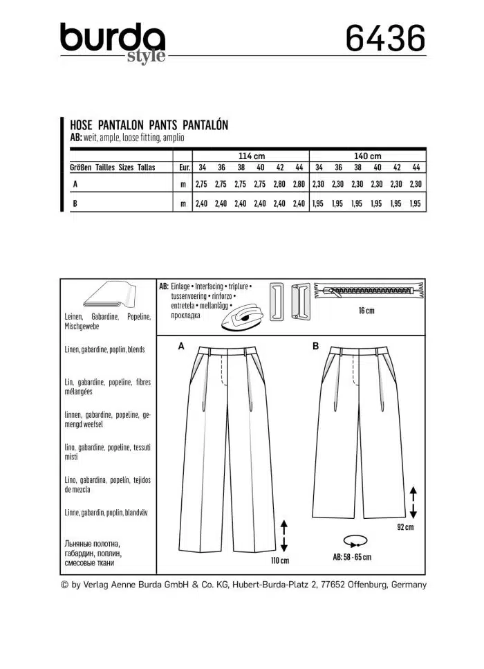 Burda Patroon 6436 - Broek in variaties