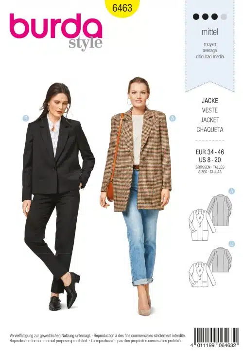 Burda Patroon 6463 - Jasje in variaties