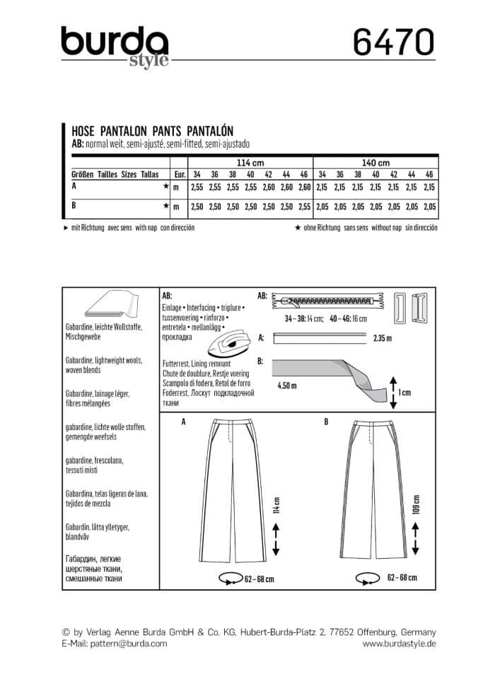 Burda Patroon 6470 - Broek in variaties