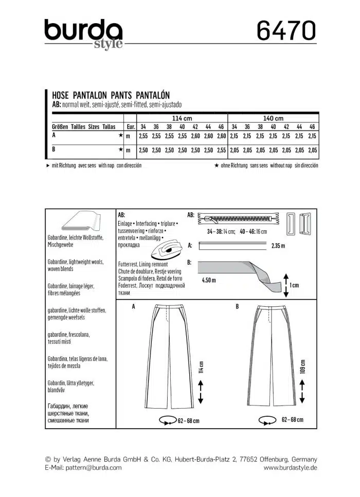Burda Patroon 6470 - Broek in variaties