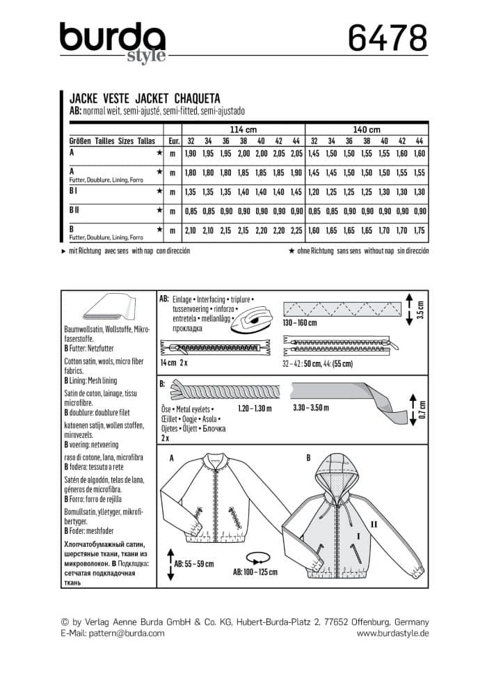 Burda Patroon 6478 - Jasje in variaties