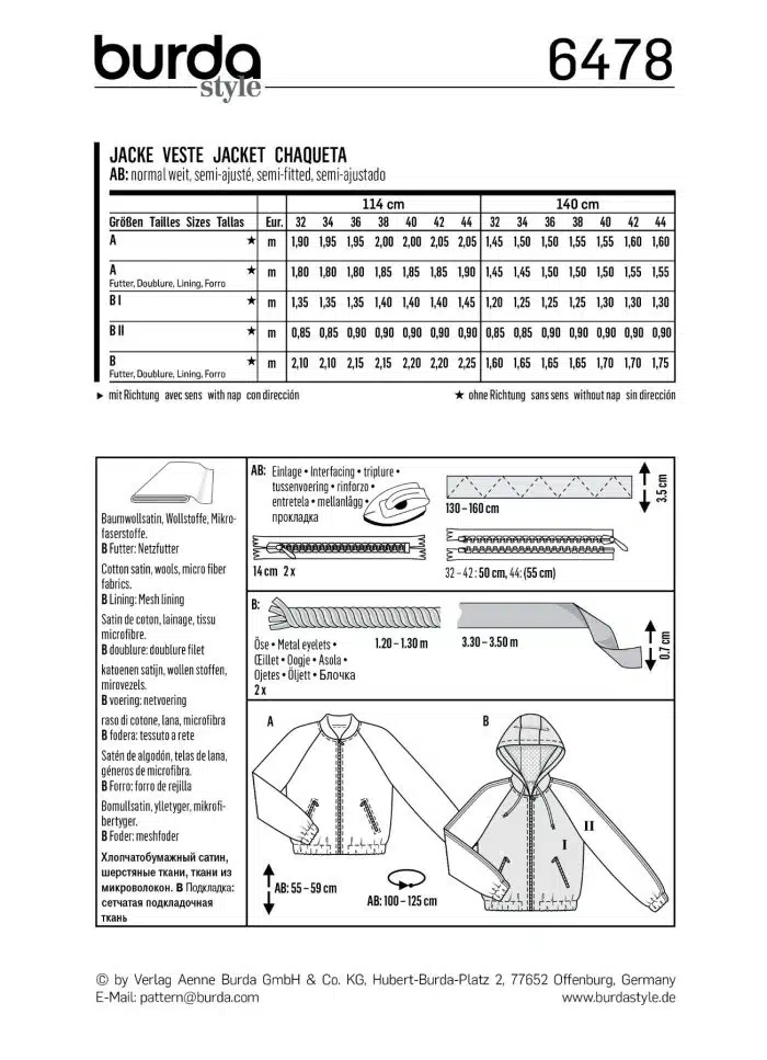 Burda Patroon 6478 - Jasje in variaties