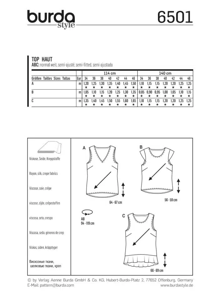 Burda Patroon 6501 - Top in variaties