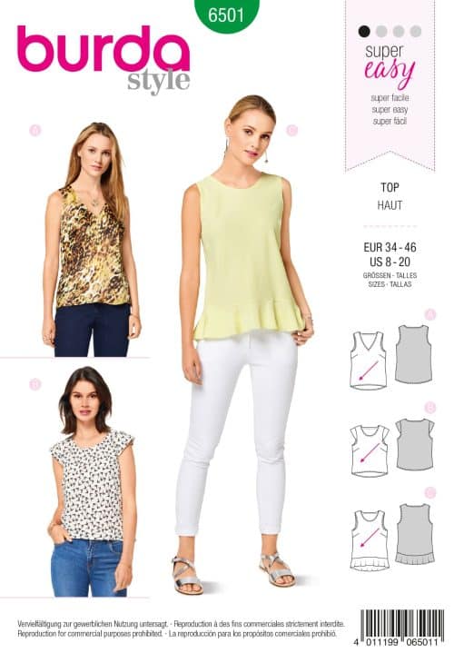 Burda Patroon 6501 - Top in variaties