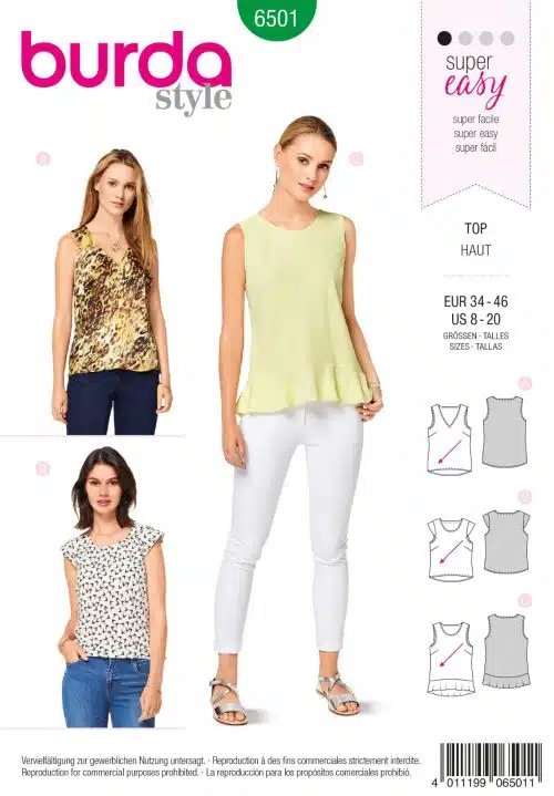 Burda Patroon 6501 - Top in variaties