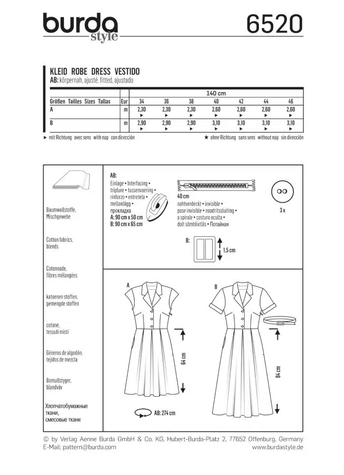 Burda Patroon 6520 - Jurk in variaties