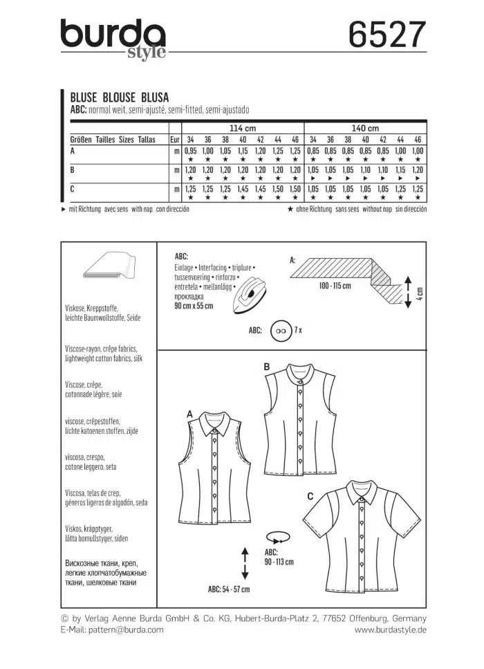 Burda Patroon 6527 - Blouse in variaties