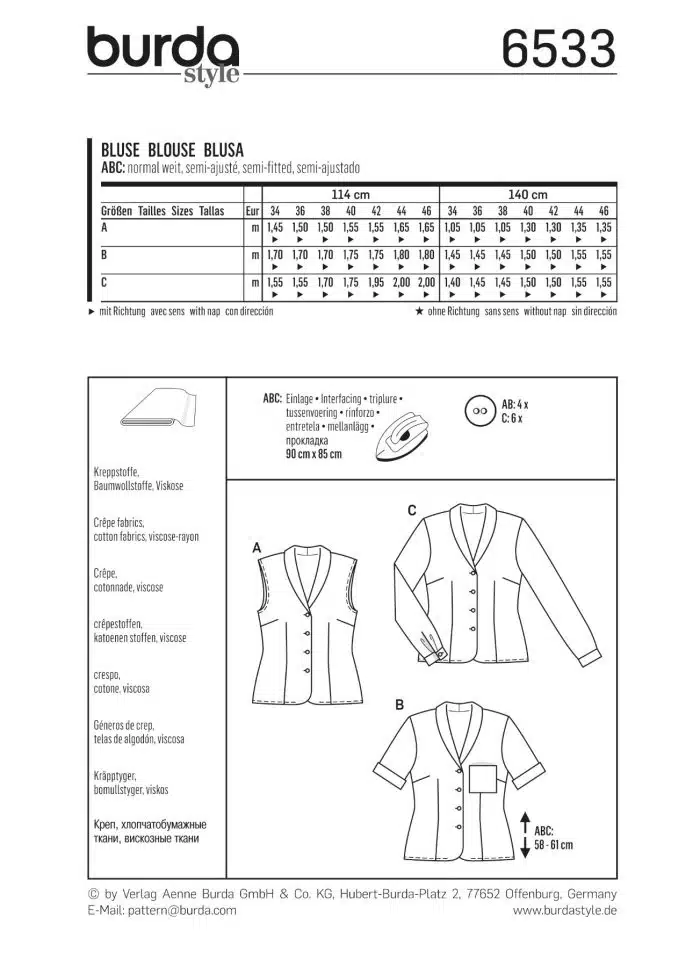 Burda Patroon 6533 - Blouse in variaties