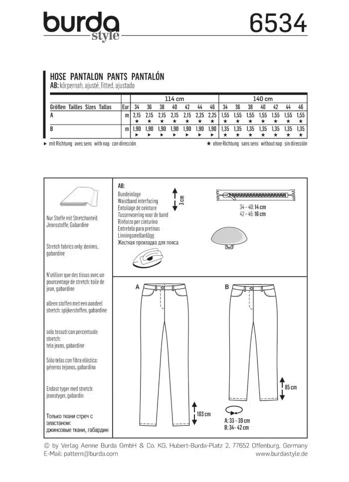 Burda Patroon 6534 - Broek in variaties