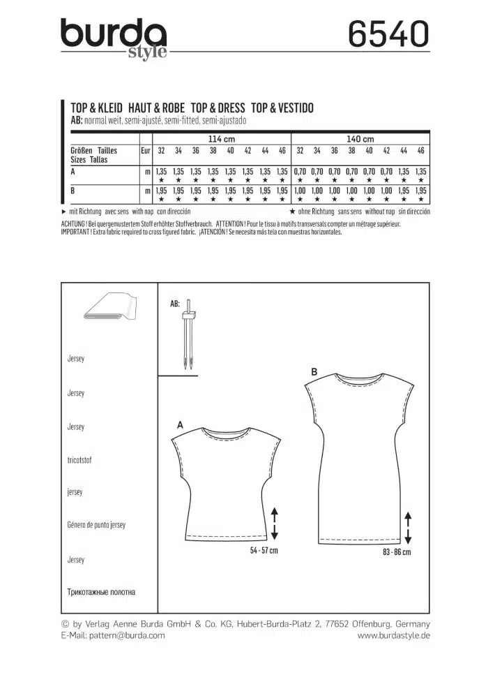 Burda Patroon 6540 - Jurk en top