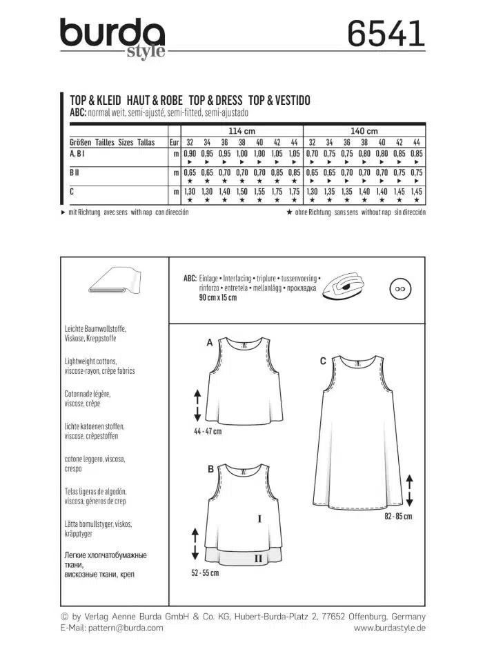 Burda Patroon 6541 - Top in variaties en jurk
