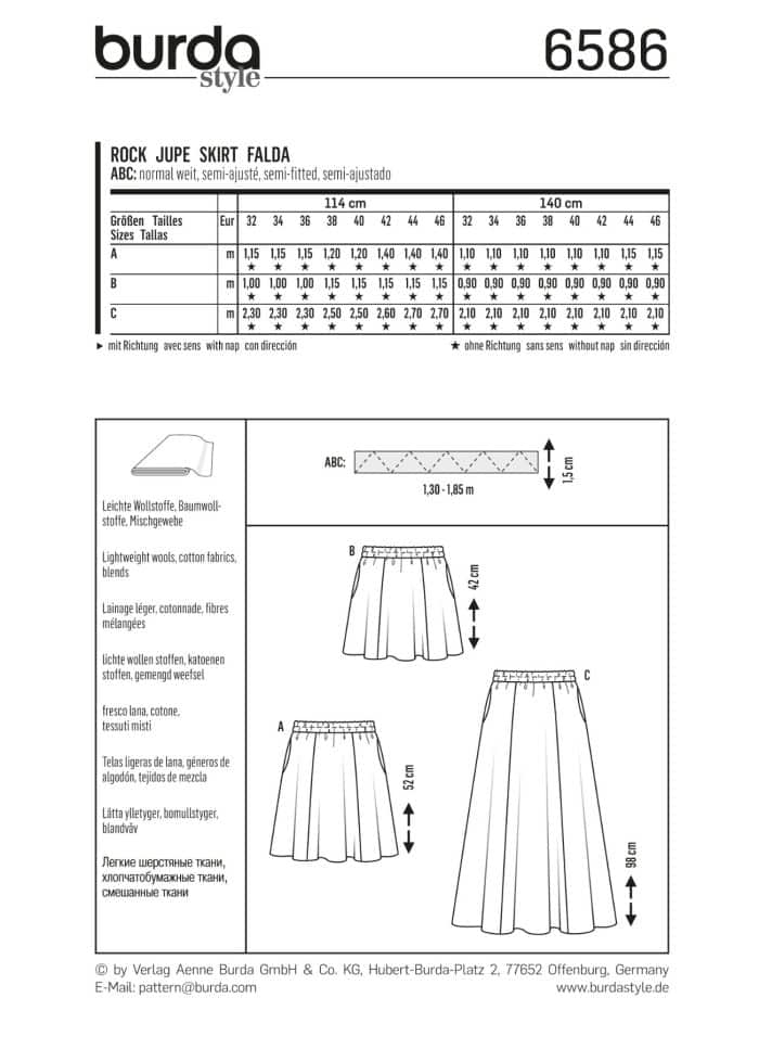 Burda Patroon 6586 - Rok in variaties