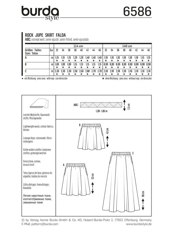 Burda Patroon 6586 - Rok in variaties