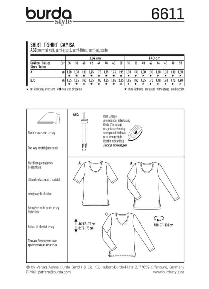 Burda Patroon 6611 - Shirt in variaties