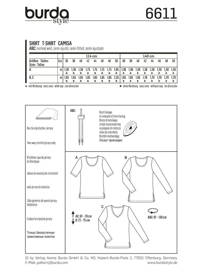 Burda Patroon 6611 - Shirt in variaties