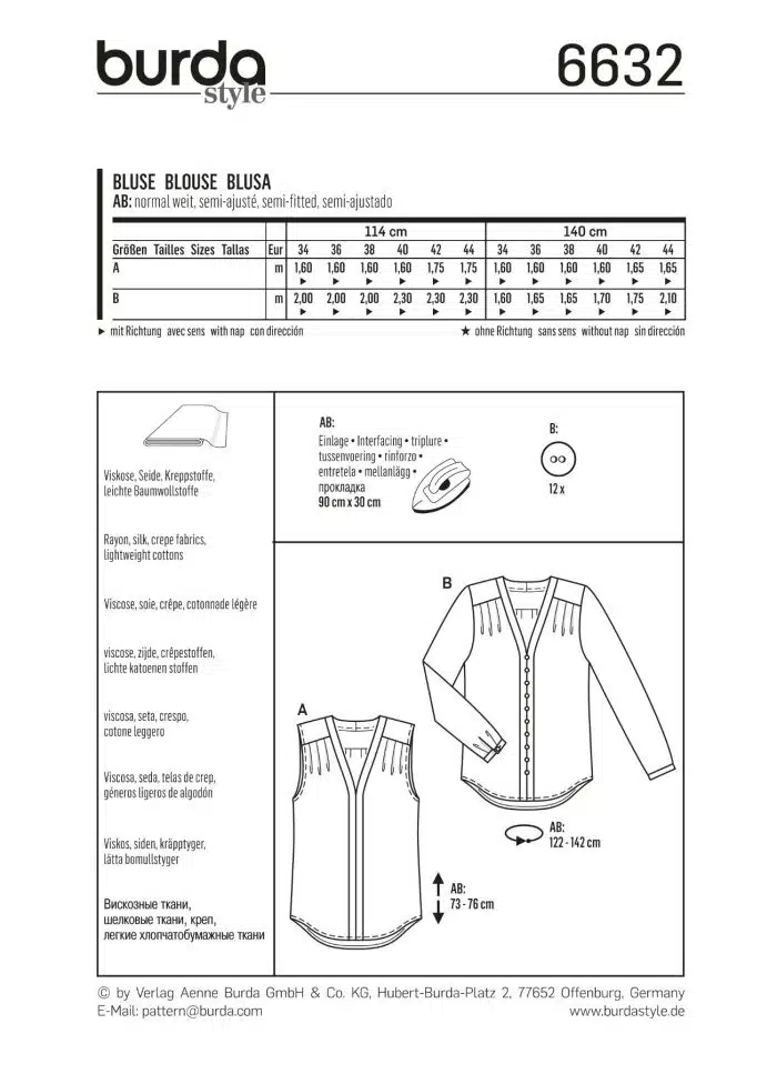 Burda Patroon 6632 - Blouse in variaties