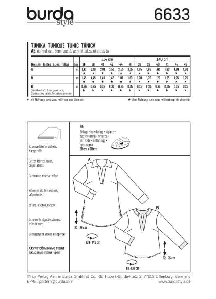Burda Patroon 6633 - Tuniek in variaties