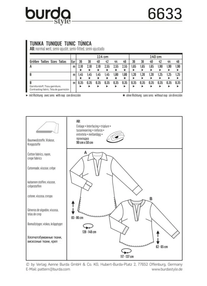 Burda Patroon 6633 - Tuniek in variaties