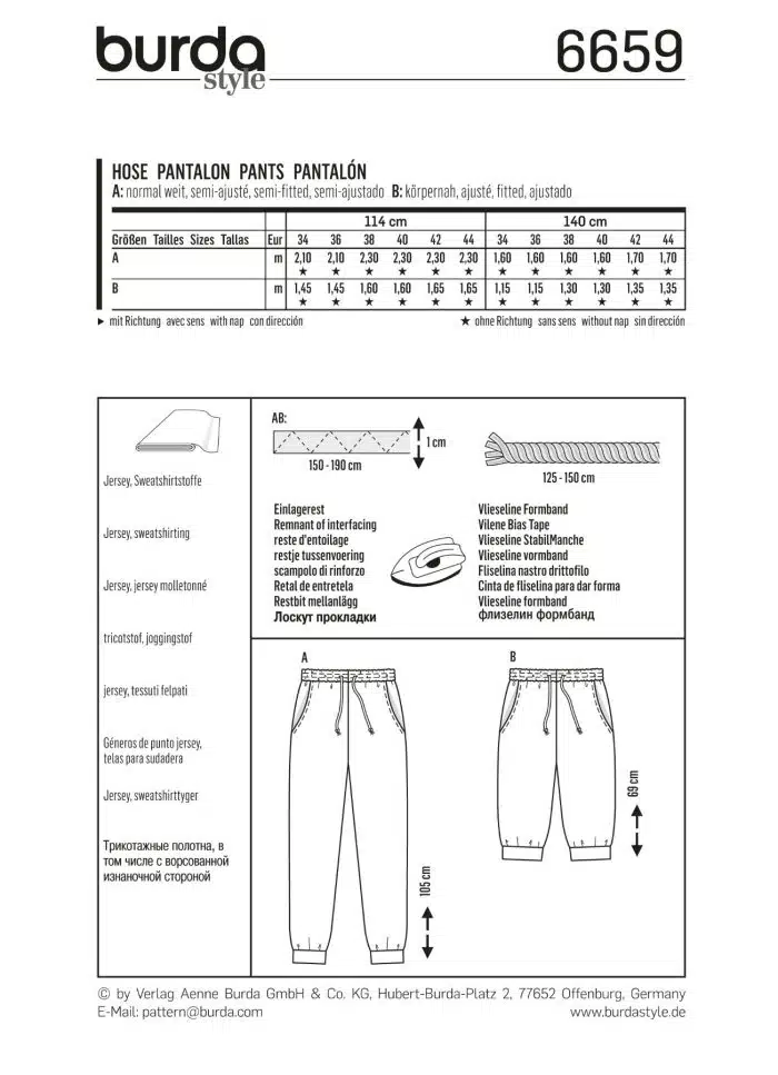 Burda Patroon 6659 - Broek in variaties