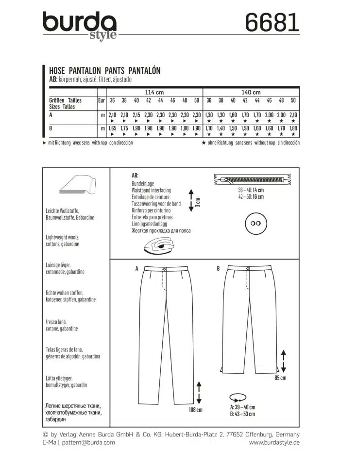 Burda Patroon 6681 - Broek in variaties
