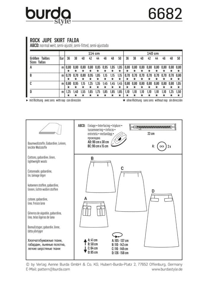 Burda Patroon 6682 - Rok in variaties