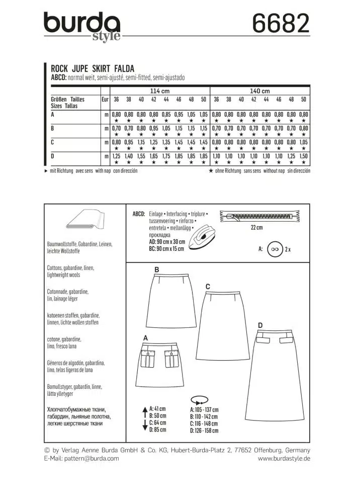 Burda Patroon 6682 - Rok in variaties