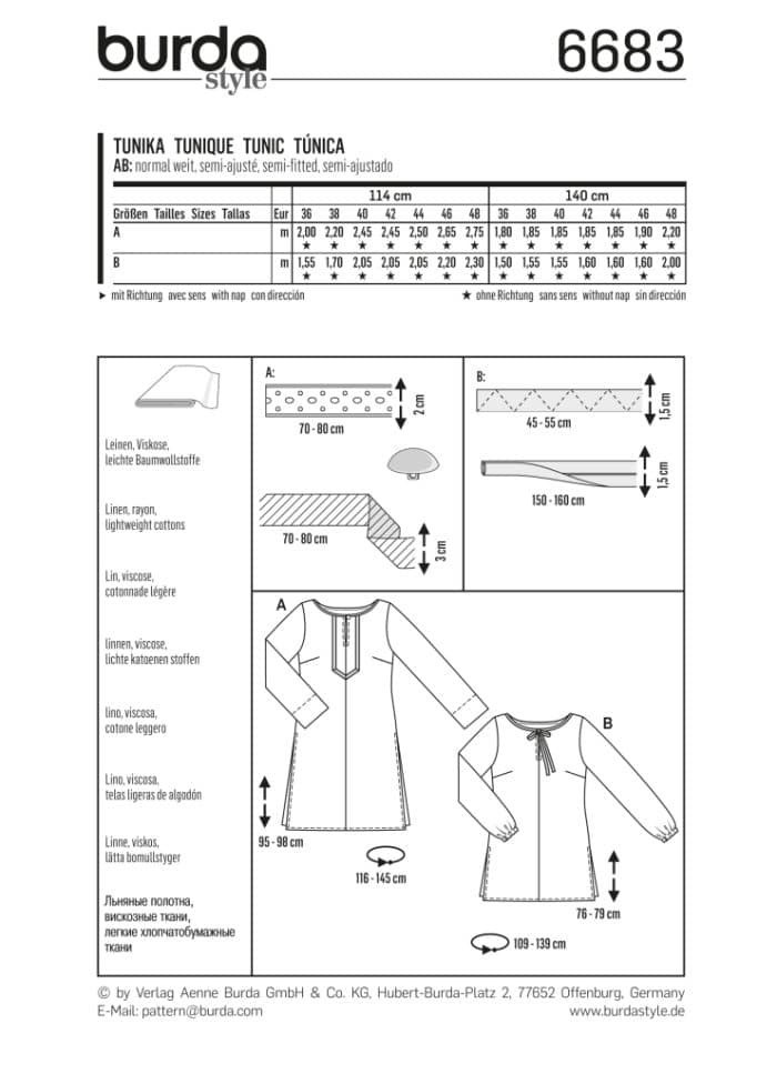 Burda Patroon 6683 - Tuniek in variaties