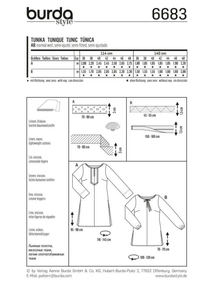 Burda Patroon 6683 - Tuniek in variaties