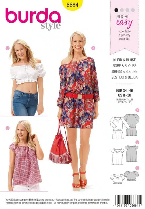 Burda Patroon 6684 - Blouse in variaties en Jurk