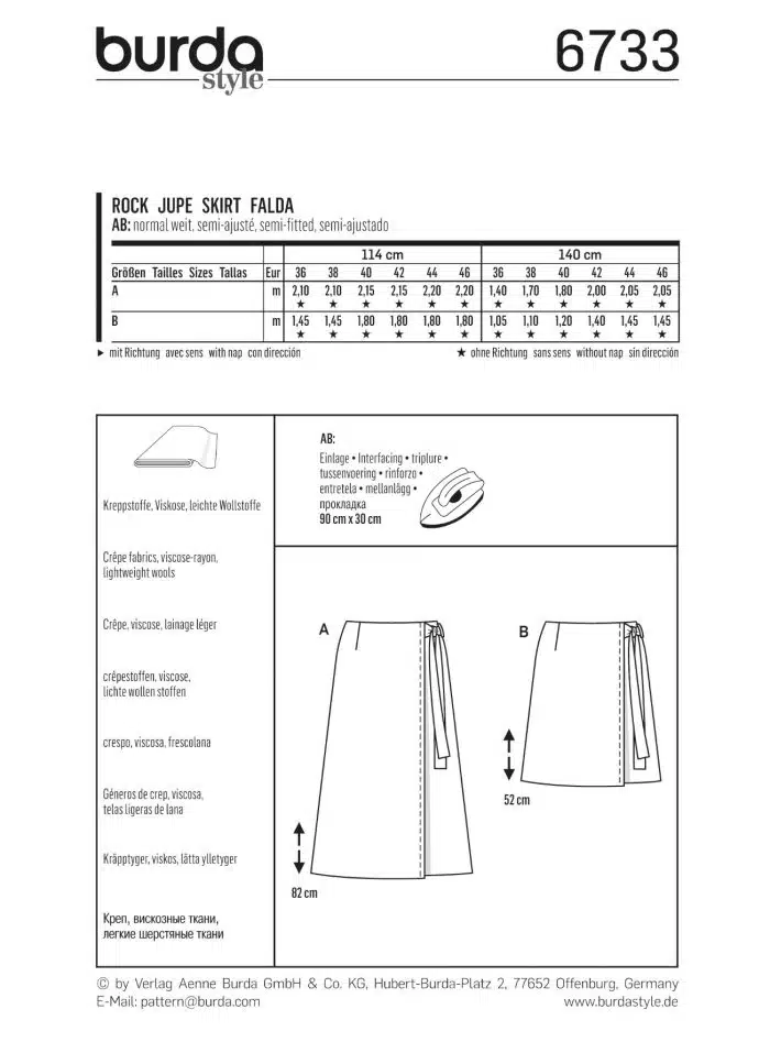 Burda Patroon 6733 - Rok in variaties