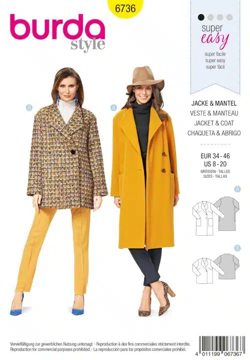 Burda Patroon 6736 - Jas en mantel