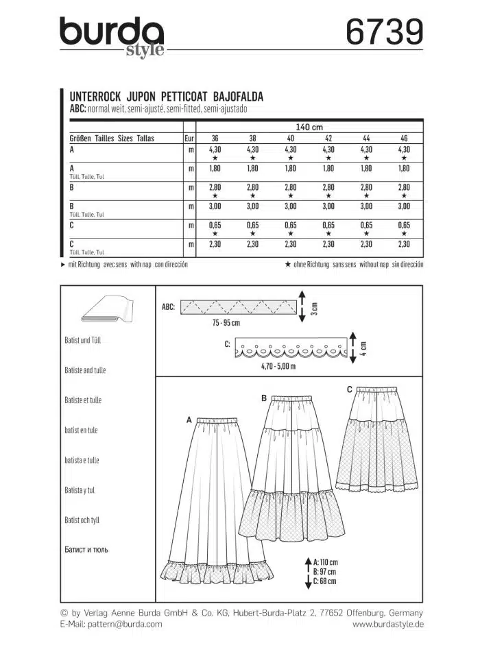 Burda Patroon 6739 - Onderrok in variaties