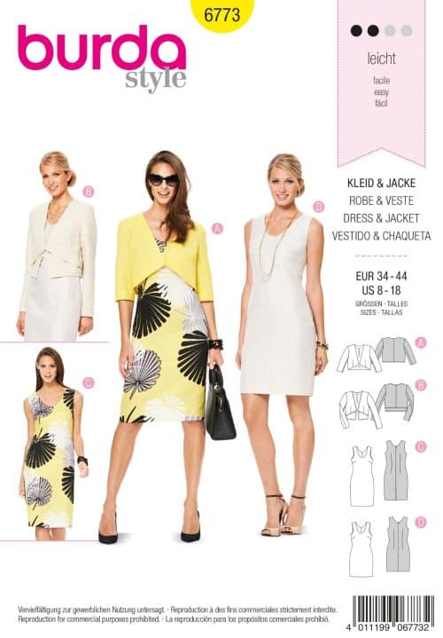 Burda Patroon 6773 - Jurk en jasje in variaties