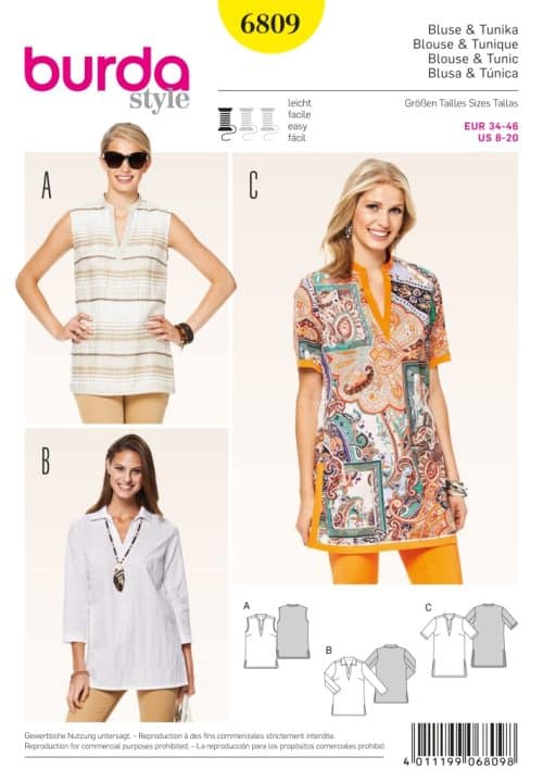 Burda Patroon 6809 - Blouse en tuniek