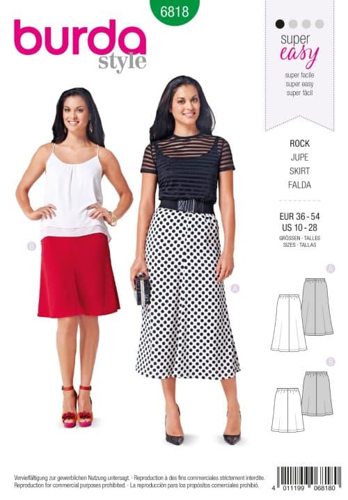 Burda Patroon 6818 - Rok in variaties