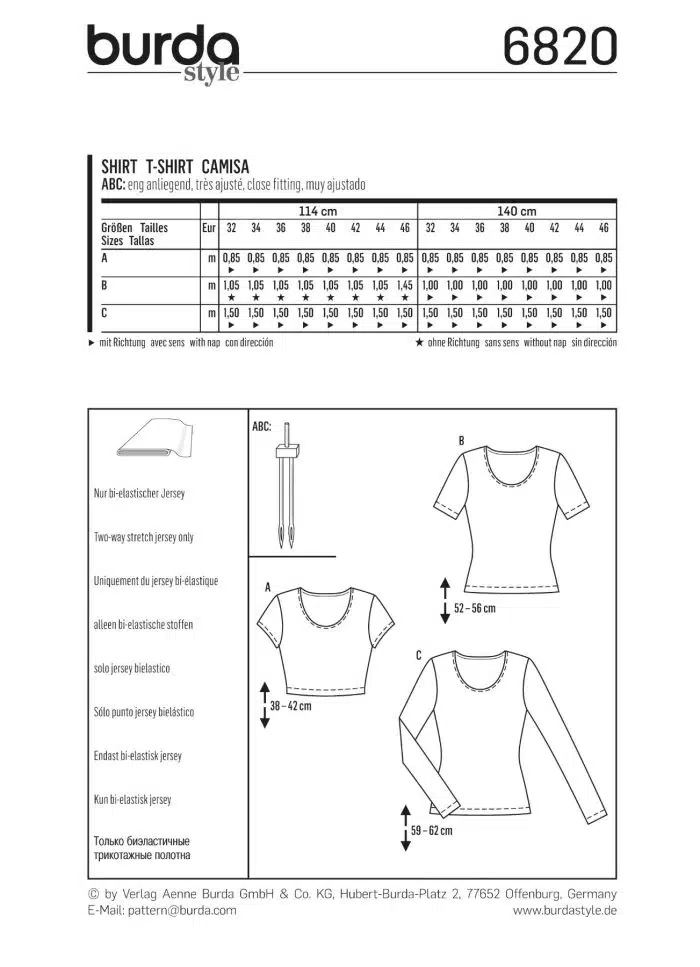 Burda Patroon 6820 - Shirt in variaties