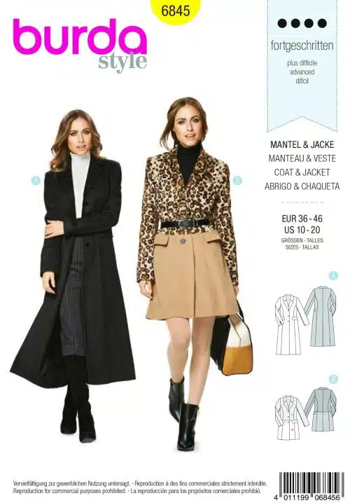 Burda Patroon 6845 - Mantel en Jas