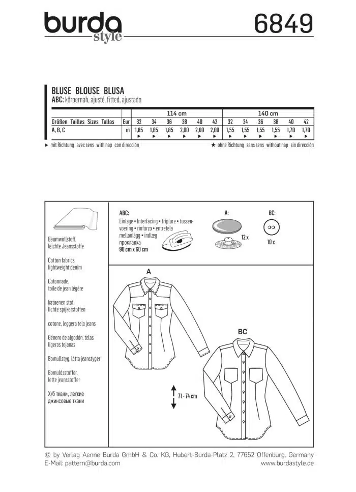 Burda Patroon 6849 - Blouse in variaties
