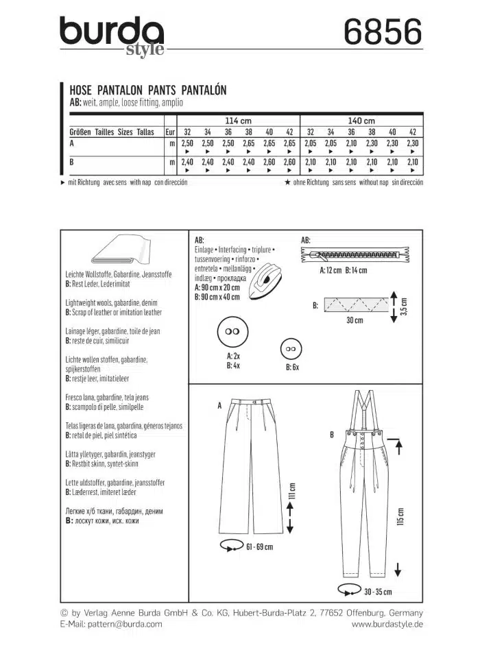 Burda Patroon 6856 - Broek in variaties