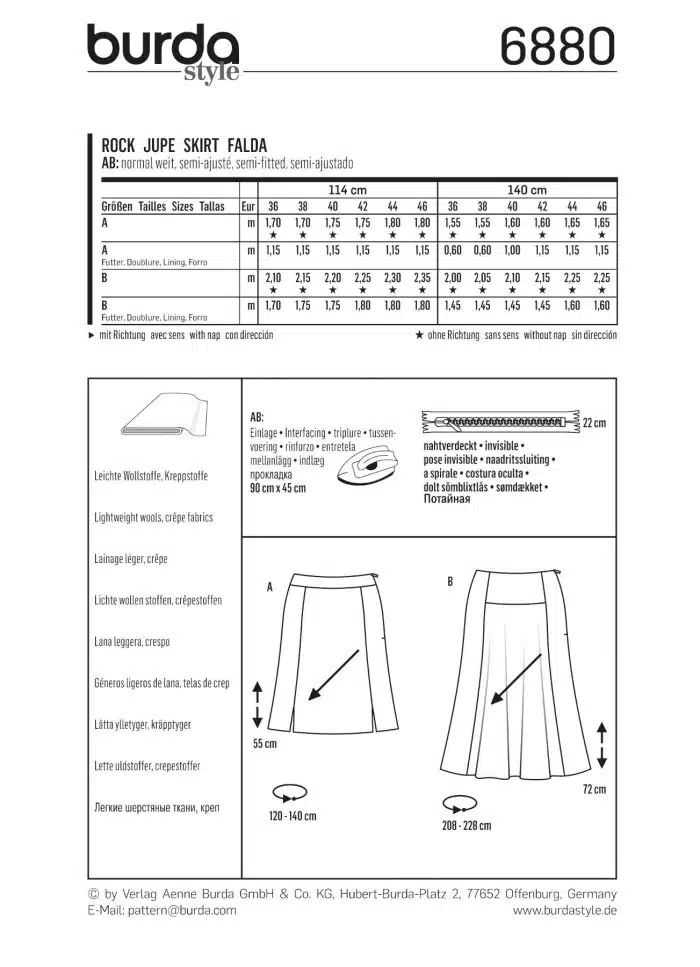 Burda Patroon 6880 - Rok in variaties